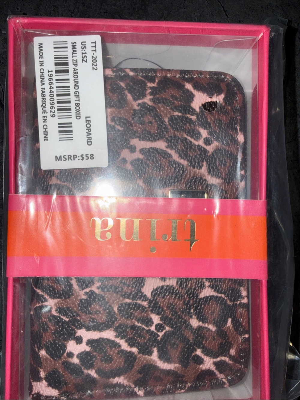 Trina Turk Leopard Print Phone Wallet in Pink and Brown